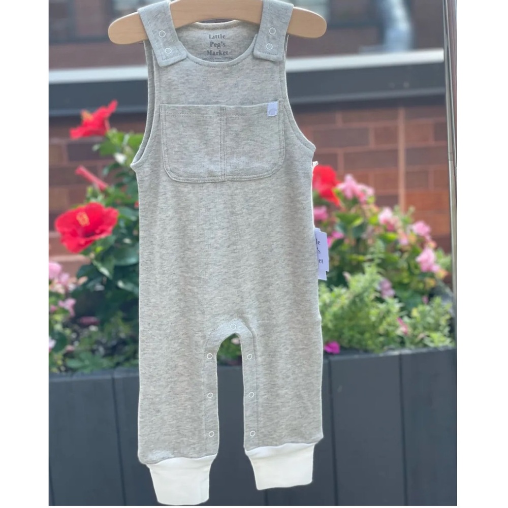 BNWT Organic Pima Cotton Adjustable Overalls, 3-6m